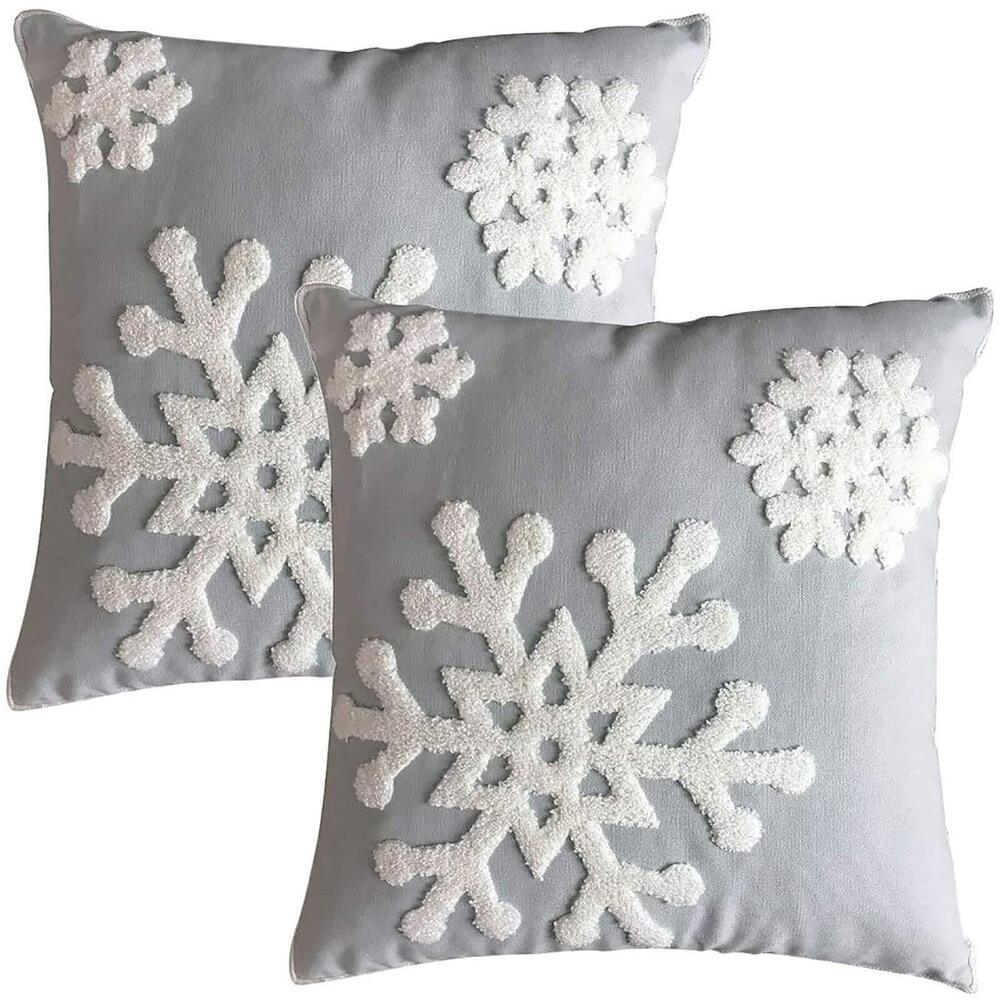 2875 Soft Square Christmas Snowflake Home Decorative Canvas Cotton